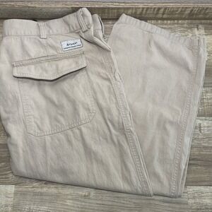 Avirex Canvas Pants Men 36 Tan 34" Inseam Linen Blend Military Casual Summer EUC